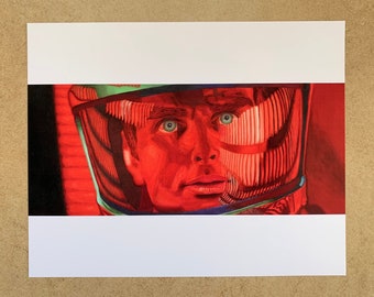 Dave: 2001 | Fine Art Print (sci-fi artwork, 2001 a space odyssey, Stanley Kubrick tribute, HAL 9000, astronaut, space helmet, red face)