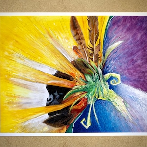 Gorilla Sunflower | Fine Art Print - (beautiful artwork, sunflower, feathers, inspiration, growth, spiritual animal, strength, intelligence)