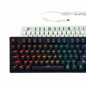 USB Korean Mechanical Keyboard - Hangul Keyboard Linear, RGB Backlit, Double-Shot Keycaps, Black/White