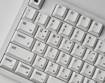 137 Keys Mac Theme Korean Keycap Set, Mac key Included, Simple and White Hangul Keycaps PBT, Cherry for Mechanical Keyboards Mac key Layout