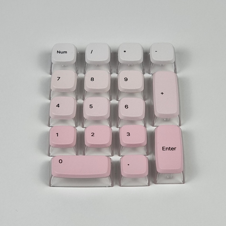 122 Keys Pink Gradient Korean Keycap Set, MAS, PBT, Transparent Side ...
