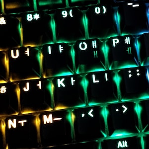 Juego de 108 teclas de teclado coreano, negro/blanco, PBT, LED transmisivo, doble disparo, teclas Hangul Kor/Eng, teclado coreano