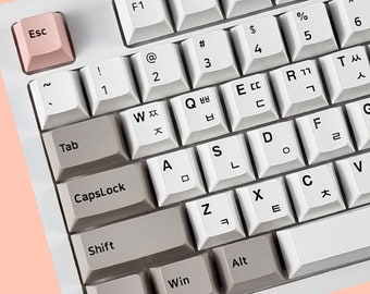 108 Keys Peach Yogurt Korean Keycap Set, PBT, Cherry, Hangul Keycaps Korean and English, Korean Keyboard