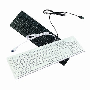 Può includere: Due tastiere cablate USB, una nera e una bianca. La tastiera bianca ha la scritta "SILVER" stampata.
