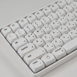 146 Tasten Apple Style koreanisches Tastenkappen-Set, Mac-Schlüssel enthalten, MOA, PBT, saubere weiße Hangul-Tastenkappen für mechanische Tastaturen Mac-Schlüssellayout