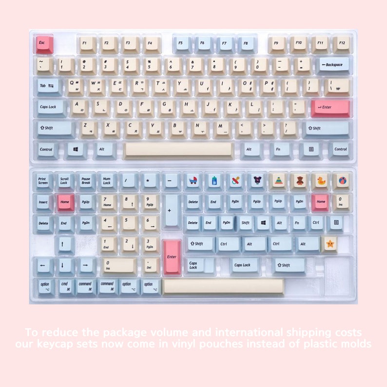 145 Keys Vintage Pastel Korean Keycap Set, PBT, Hangul Keycaps Korean ...