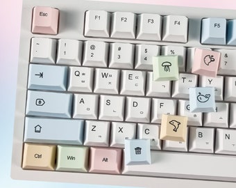 139 Keys Pastel Korean Keycap Set, PBT, Hangul Keycaps Korean and English, Korean Keyboard