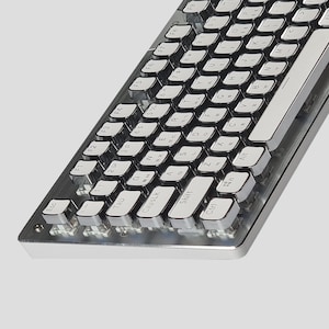 Tastiera coreana meccanica Silver Luxe USB tipo - Opzioni di interruttore e retroilluminazione personalizzate, tastiera Hangul con tasti quadrati retrò