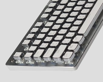Silver Luxe Mechanical Korean Keyboard USB Type – Custom Switch & Backlight Options, Retro Square Keys Hangul Keyboard