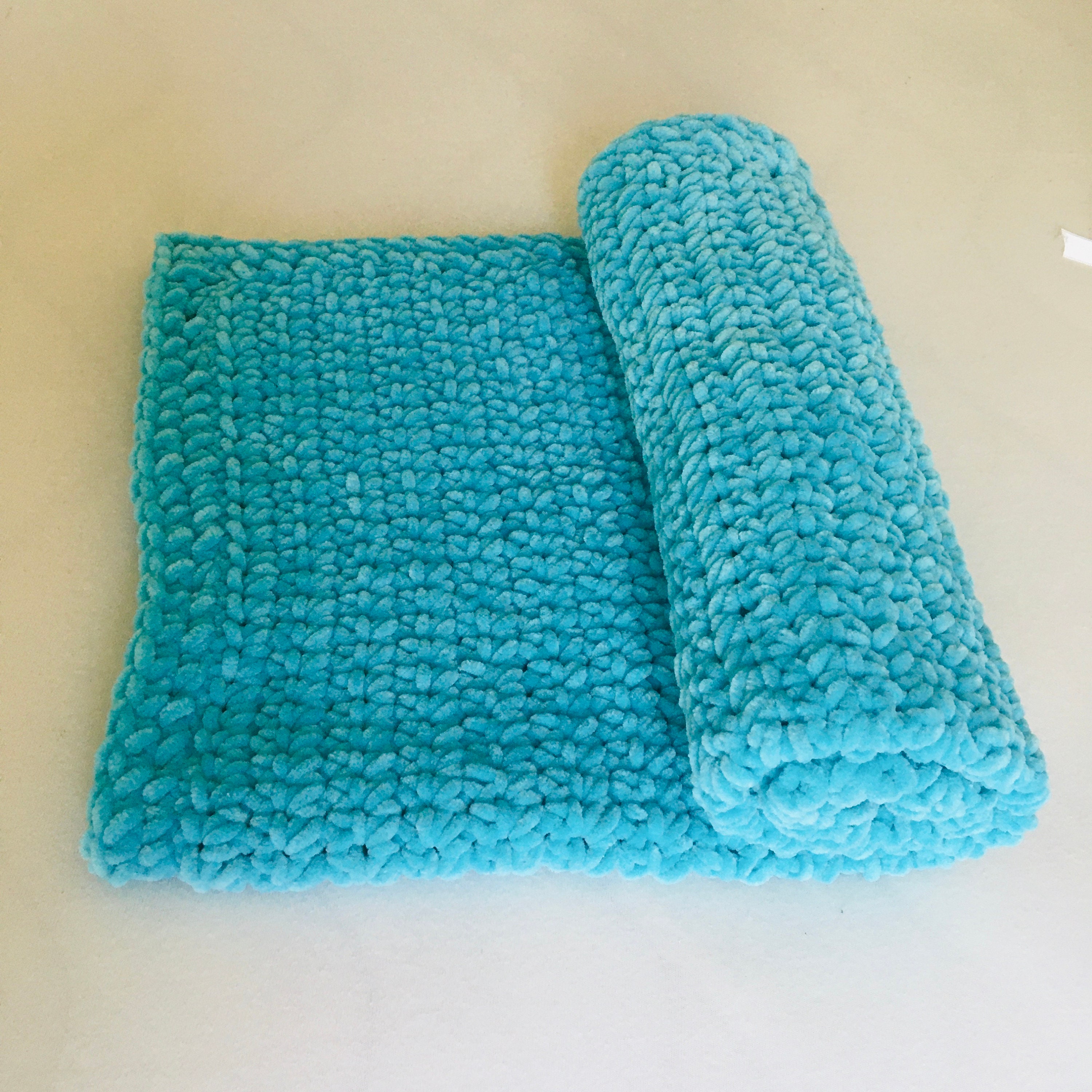 Crochet Baby Blanket Turquoise Handmade Nursery Bedding Blue Etsy