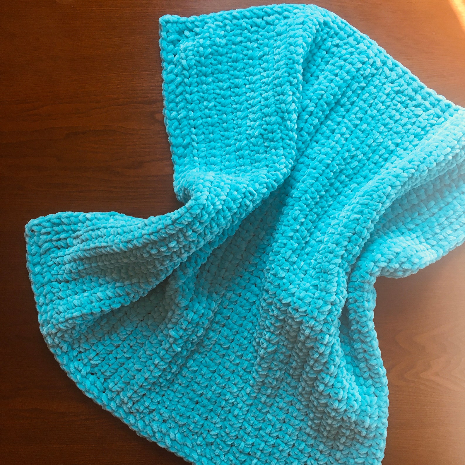 Crochet Baby Blanket Turquoise Handmade Nursery Bedding Blue Etsy