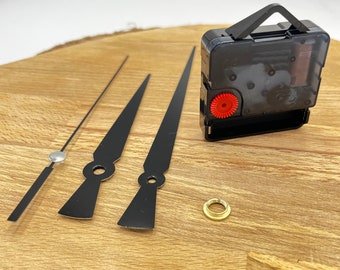 Silent Quartz Clock Movement – High Torque Motor Kit, 0.55 Inch Shaft Replacement, Black