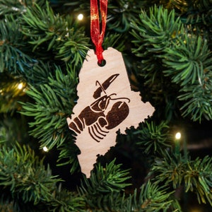State of Maine Lobster Christmas Ornament for Tree, Mainer, Gifts from Maine, Home State Ornament, Fisherman Gift, Moving Gift for Friends
