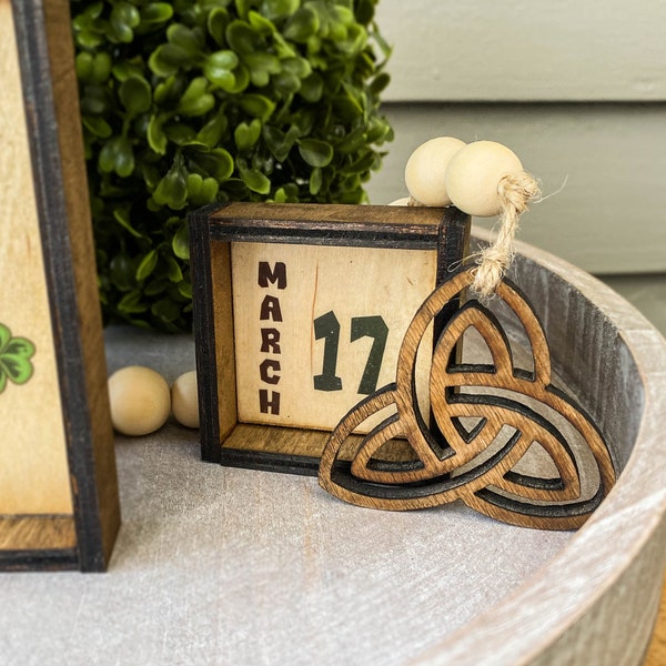 March 17 Mini Wood Sign, Tiered Tray Filler, Shelf Sitter, St Patricks Day Decor, Rustic Farmhouse Decor, Tiered Tray Decor, Holiday Decor