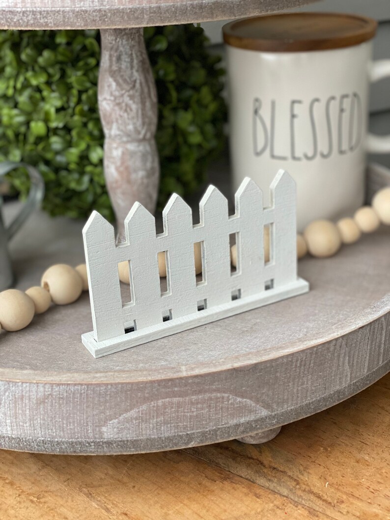 Mini Fence for Tiered Tray White Picket Fence Farmhouse Etsy