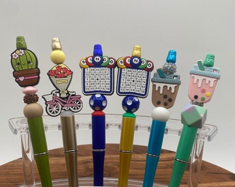 Custom Beaded ink pens Cute Silicone Pens Ballpoint Pens Gift Ideas Party Favors Boba Drinks Bingo Pens Cactus Pen Spring Pen Teacher Pens