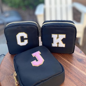 Monogram Pouch: Chenille Patch, Custom Travel Toiletry Case