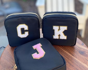 Monogram Pouch: Chenille Patch, Custom Travel Toiletry Case