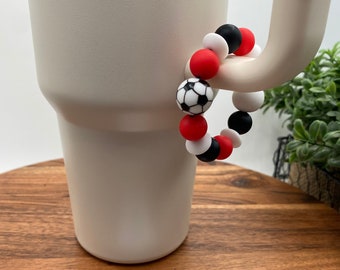 Soccer Ball Silicone Beaded Tumbler Charm: Cup Accessory