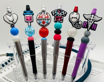 NURSE Beaded Pen Cute Medical Pens Nurse Appreciation Pens Silicone Beaded Pen Refillable Pens Ballpoint Pens Nurse Gifts Student Doctor Pen