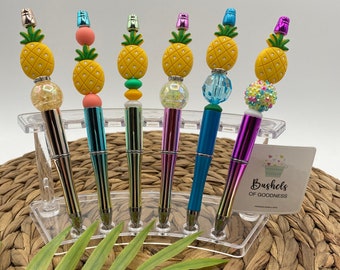 Pineapple Beaded Pen: Tropical Summer Office Decor