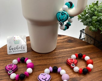Heart & Stethoscope Beaded Tumbler Charm: Nurse/Doctor Gift