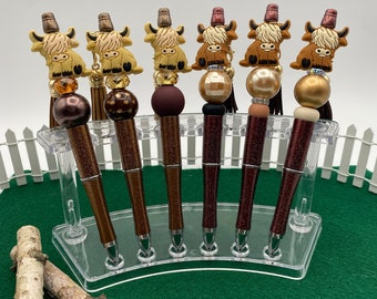 Highland Cow Pens Cute Silicone Beaded Pens Gifts for Her Ballpoint pens Teacher Nurse Gift Ideas Party Favors Planner Journaling Office
