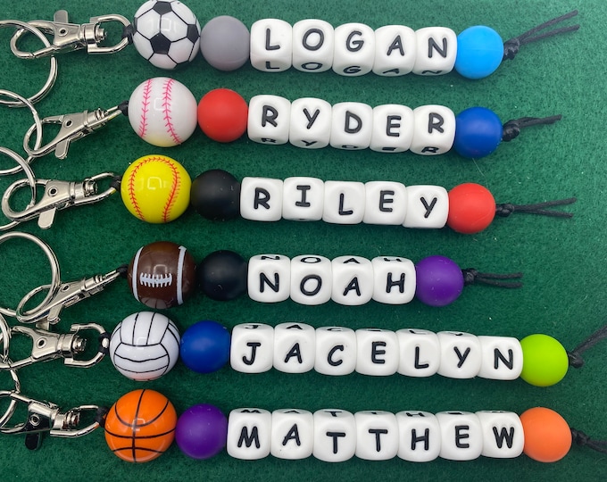 Personalized Sport Keychain Name Keychain Custom Sport Gifts Sports Fan Sport Player Backpack Bag Duffle Tote Tag Gifts for Coach Team Gifts
