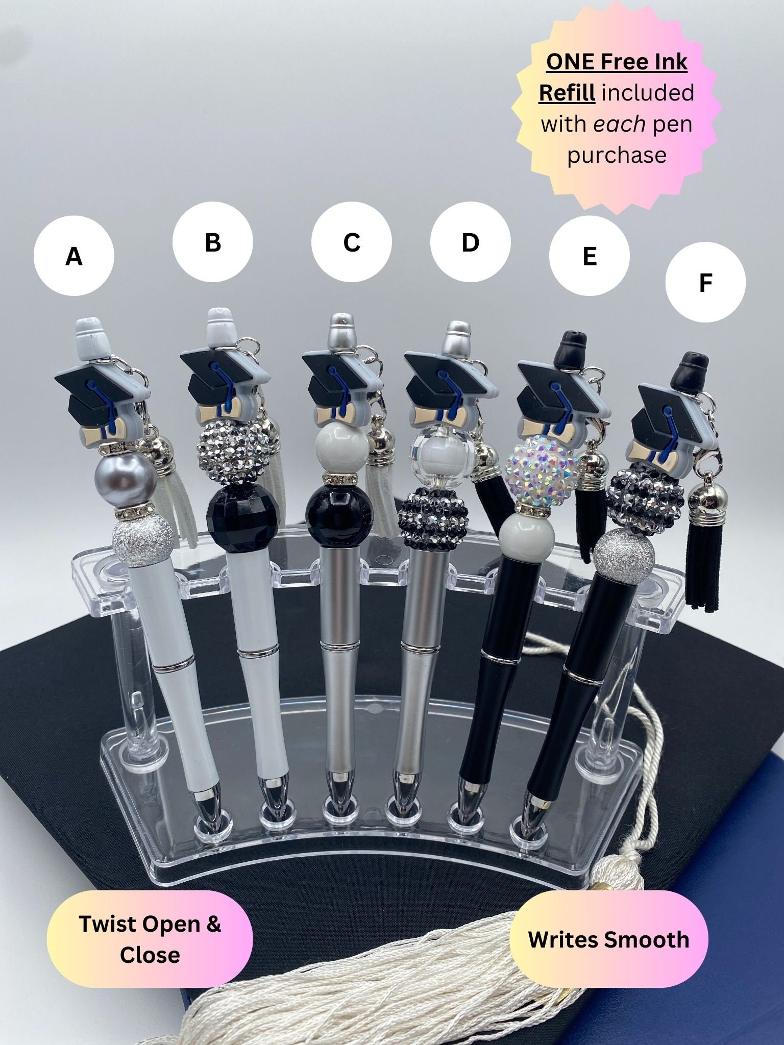 Graduation Beaded Pen With Tassel: Refillable Ink Pen - Etsy