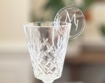 Mirrored Acrylic Drink Tags for wedding, party; laser cut. Assigned seating, place setting.