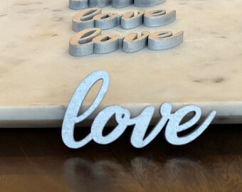 love Place Setting for wedding, party; laser cut. Large and small size available, 1/4” thick, strong material. Made in USA! Fast shipping!