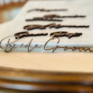 Place Setting Names for wedding or party; laser cut. Natural color - Large/small, 1/4” thick, strong material. Assigned seating.