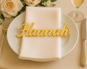 Mirrored Acrylic Place Setting Names for wedding, party; laser cut. Large and small size available, Assigned Seating