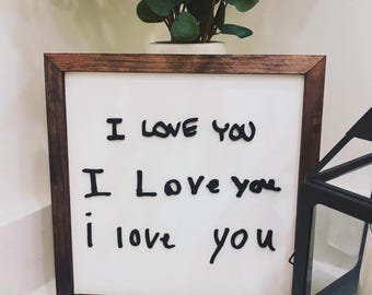 Laser cut handwriting sign - Personalized sign from handwriting or drawing, baby shower gift