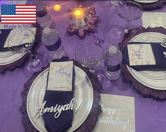 Laser Cut Wood Place Setting Names: Wedding Party Decor