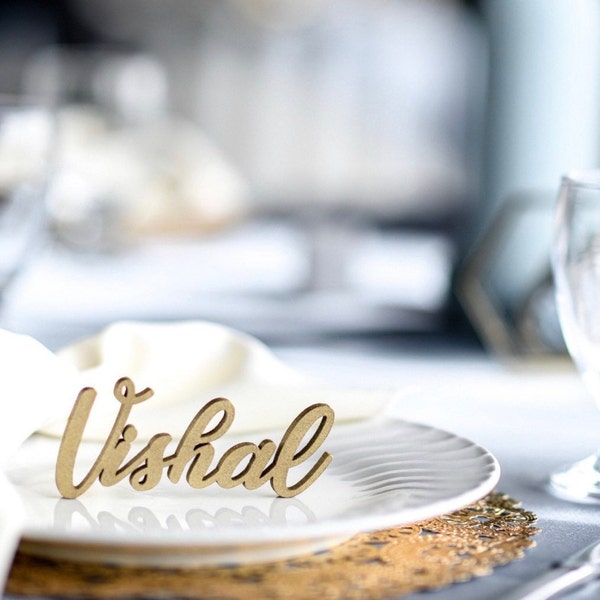 Personalized Wood Name Place Cards: Laser Cut Wedding Table Decor