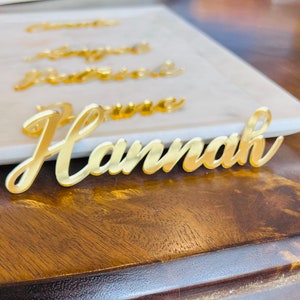 Mirrored Acrylic Place Setting Names for wedding, party; laser cut. Large and small size available, Assigned Seating