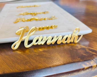 Laser Cut Mirrored Acrylic Place Setting Names, Wedding Party Seating