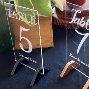 Acrylic Table Number for wedding or other event; Personalized  - laser engraved acrylic.