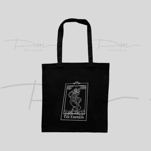 Sac fourre-tout en coton bio brodé de cartes de tarot The Empress — Design mystique féminin sur toile écologique, modèle inspiré des arcanes