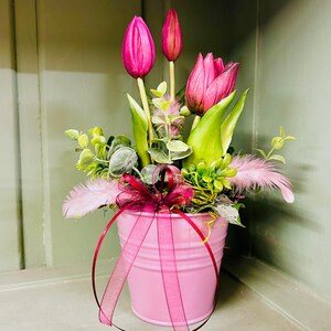 Vaso di fiori Kim: fiori artificiali, bianchi, tulipani, giardino, arredamento per la casa, boho, primavera, vaso di fiori dipinto, Pasqua, decorazione da tavola