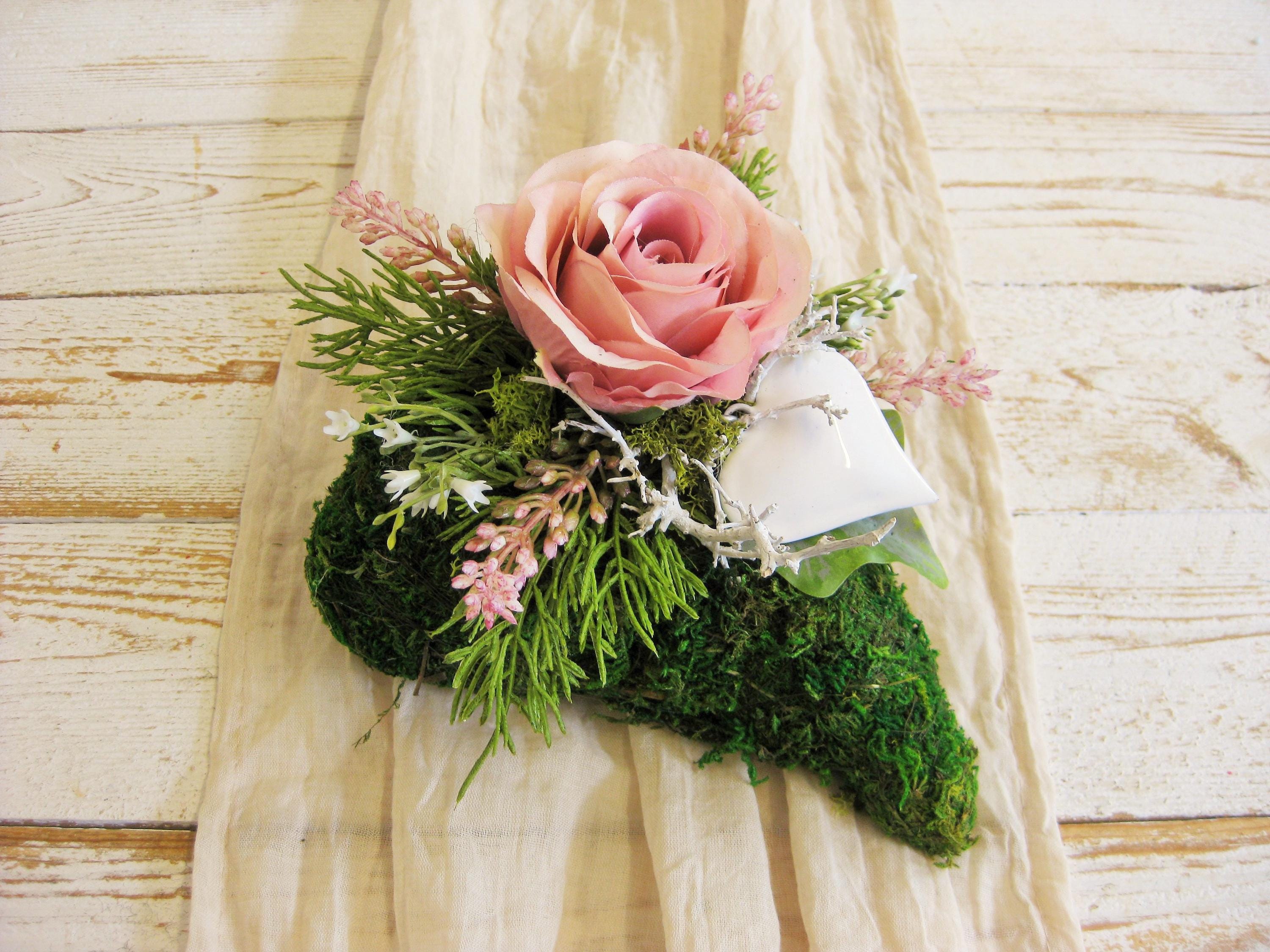 2 Fiori Artificiali In Vaso Con 12 Rose Rosse – Composizione Per Decorazione Funerale, Cimitero, Commemorazione E Natale - 5