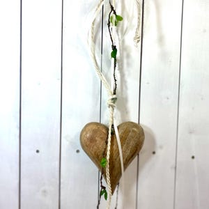 Decorative hanger Hanne. Door decoration, window decoration, wooden hearts, decorated hearts, hanging heart decoration window door, spring decoration, gift
