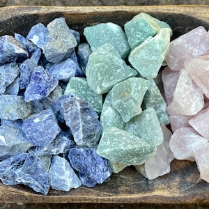 Raw Sodalite, Aventurine, and Rose Quartz Tumble Stones