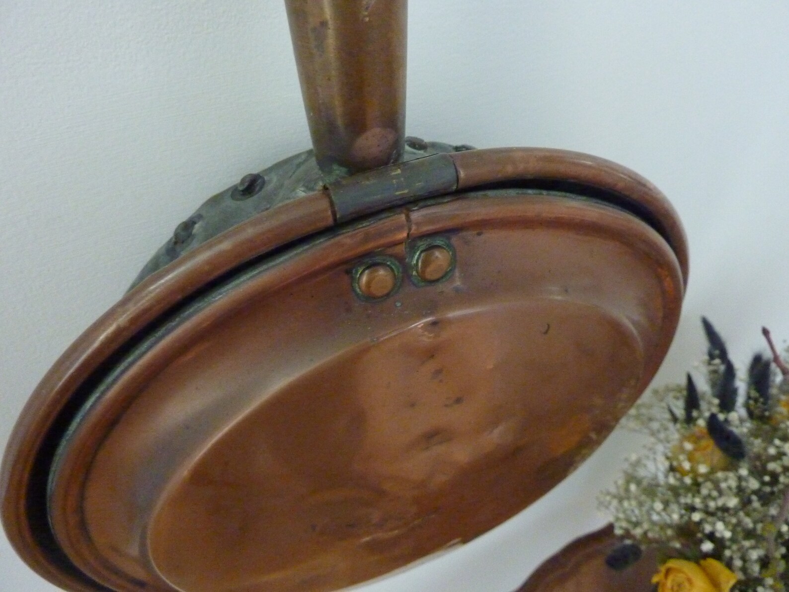 Antique Long handled bed warming pan made of copperwoodbrass Etsy