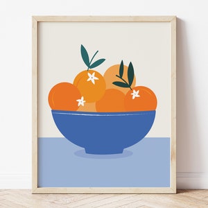 Bowl of Oranges Art, Still Life Oranges, Orange Blossom Print, Clementine Wall Art, Citrus Wall Art, Fruit Poster, Kitchen Prints, Printable