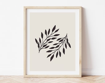 Fern Print, Neutral Botanical Print, Fern Leaf Wall Art, Plant Wall Art, Midcentury Modern Art, Black Fern Print, Minimalist Wall Art