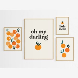 Clementine Print, Oh My Darling Clementine, Clementine Baby Shower, Clementine Nursery Decor, pomarańcze print, Little Cutie, Zestaw 4 wydruków