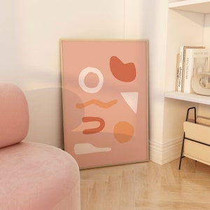 arte de pared boho, arte de pared de moda, estampados estéticos, póster rosa pastel, arte de pared en colores pastel, arte de pared femenino, boho imprimible, arte de pared neutro