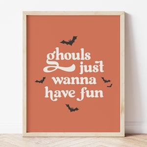 Halloween art printable, Ghouls Just Wanna Have Fun, Halloween Wall Art, Boho halloween decor, Minimal Halloween Decor, Cute halloween decor